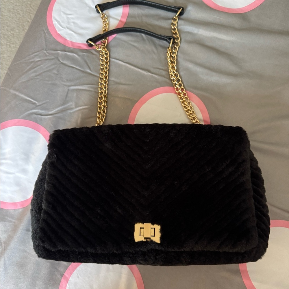 INC International Concepts Black Textured Shoulder Bag